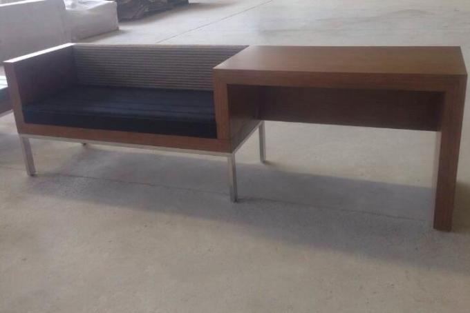 Wooden Hotel Writing Desk Unit With Luggage Bench , Metal Frame Desk Unit 0