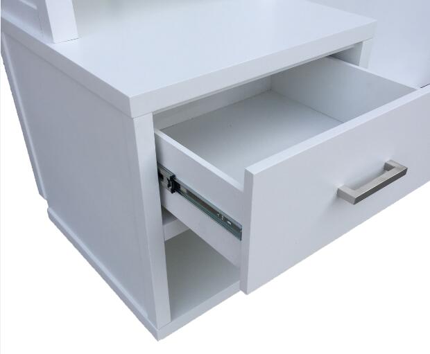 PU Finish Tall Bedside Tables With Drawers / White Narrow Tall Nightstand 0