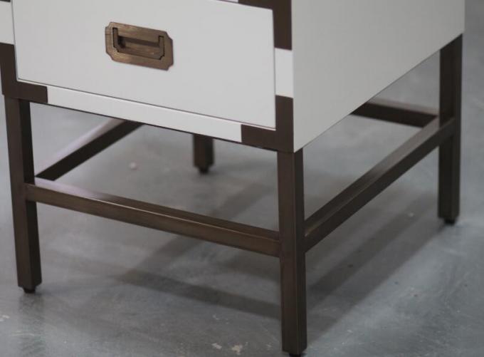 Elegantly Wooden Hotel Bedside Tales With 2 Drawers , Metal Frame 0