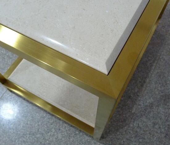 White Stone Top Living Spaces Coffee Table Furniture , Fully Assambled Oak Bedside Tables 0