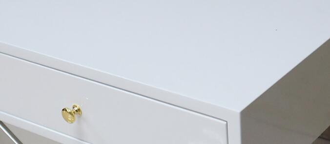 White Painted Gold Hotel Bedside Tables With Polished Metal Base , 60% Sheen 0