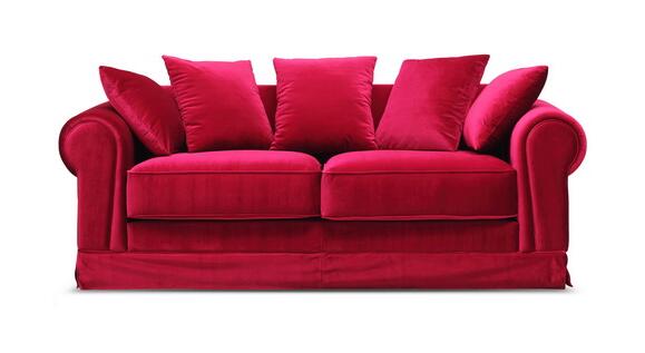 Fashion Linen Fabric 3 Seater Sofa 18'' For Hotel Lobby , Birch / Plywood 1