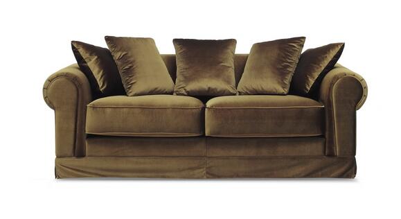 Fashion Linen Fabric 3 Seater Sofa 18'' For Hotel Lobby , Birch / Plywood 2