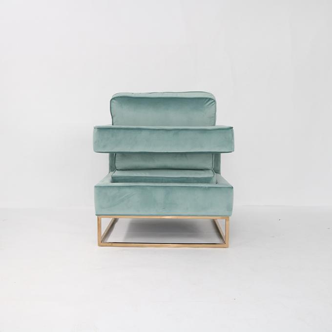 Modern Gold Stainless Steel Legs Green Velvet Occasional Chair 0