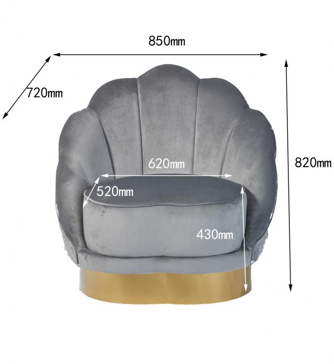 American Velvet Fabric Scallop Shell Shaped Living Room Sofa 2