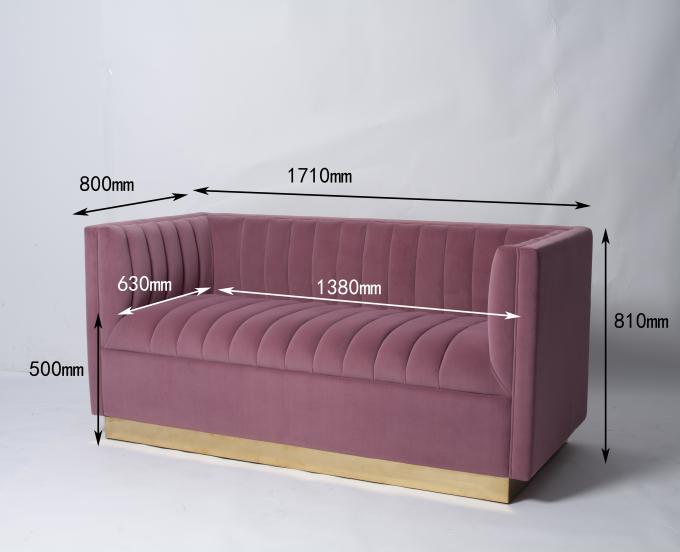 Fashion Smoky Pink Velvet Tufted Sofa With Metal Base 0