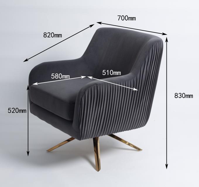Gold Stainless Steel Legs Modern Grey Velvet Armchair 0