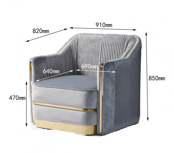 Light Luxury Style Velvet Fabric Single Sofa With Stainless Steel Decorated 0