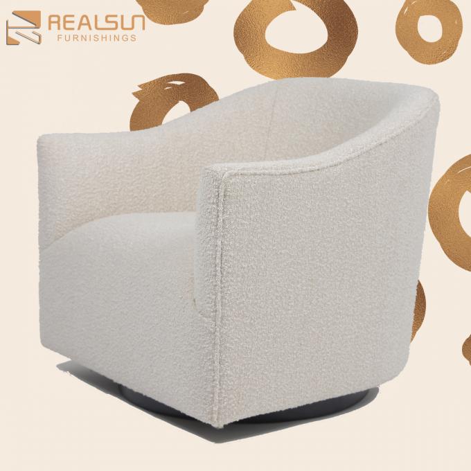 Modern Living Room Luxury Fabric Fluffy Single Beige Armchair 1