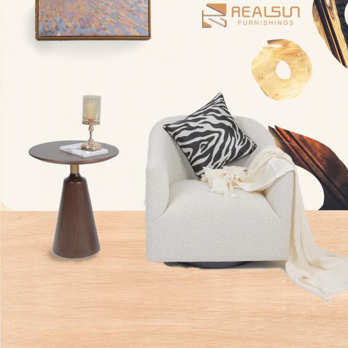 Modern Living Room Luxury Fabric Fluffy Single Beige Armchair 2