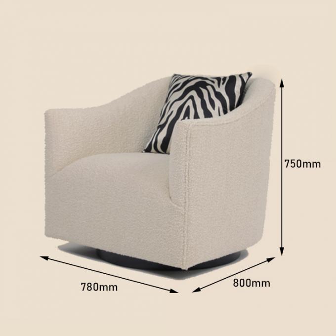 Modern Living Room Luxury Fabric Fluffy Single Beige Armchair 3
