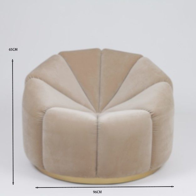 Living Room Furniture Single Velvet Pumpkin Leisure Sofa With Metal Base 2