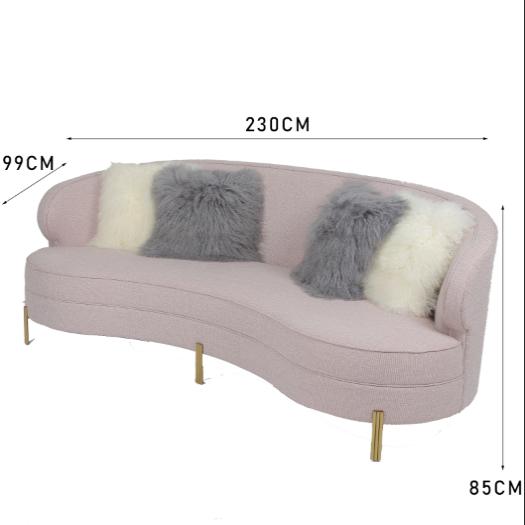 Curve Modern Fabric Velvet Living Room 3 Seater Sofa 0