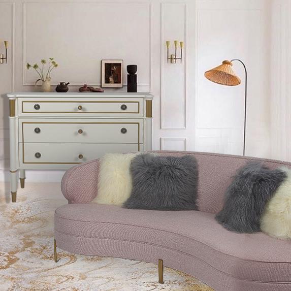 Curve Modern Fabric Velvet Living Room 3 Seater Sofa 1