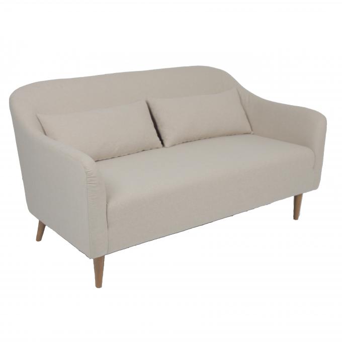 Classic ODM Linen 2 Seater Sofa With Wooden Leg 0
