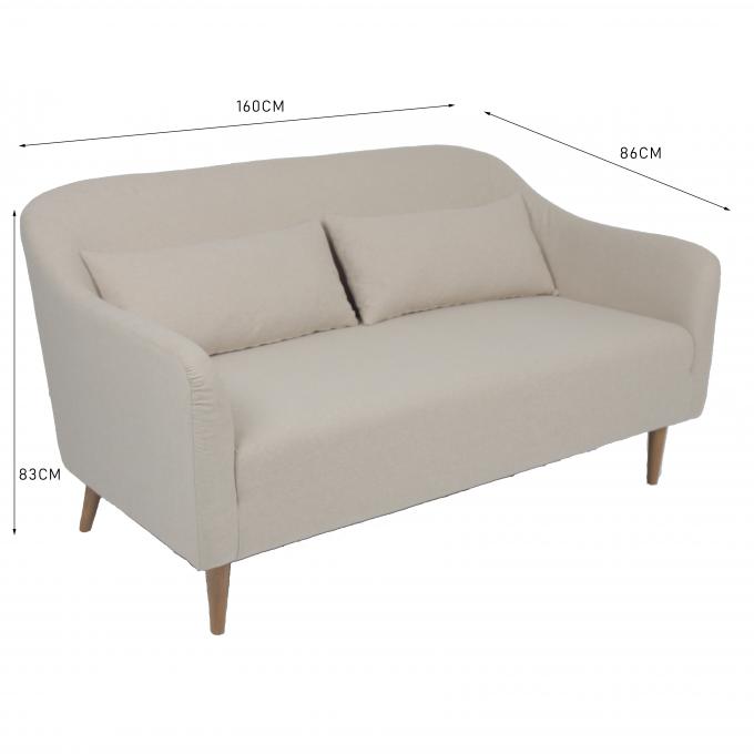Classic ODM Linen 2 Seater Sofa With Wooden Leg 1