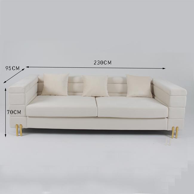 3 Seater 70cm Velvet Tufted Sofa With Slim Metal Leg 0