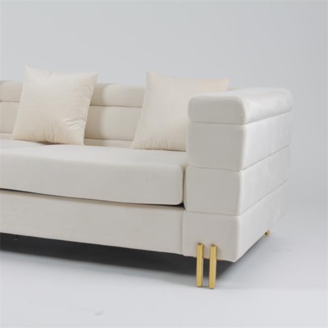 3 Seater 70cm Velvet Tufted Sofa With Slim Metal Leg 1