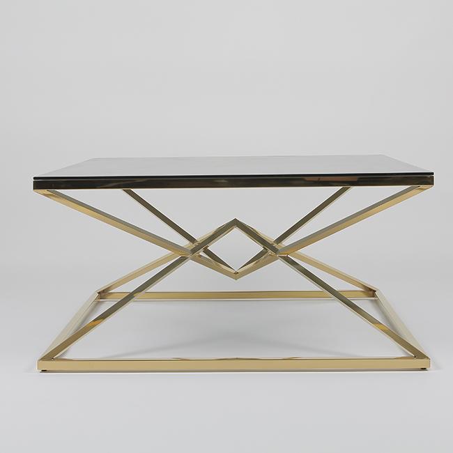 Overlapping Triangles 0.5cbm Metal Frame Coffee Table With Clean Glass 1