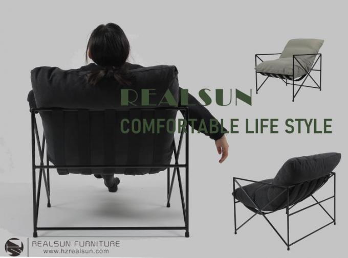 Wrought Iron Leisure Lazy ODM Single Fabric Sofa With Down Filling 3