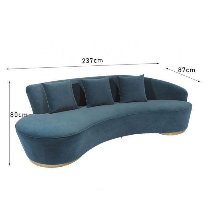 EPE Wrapped Velvet Modern Fabric Sofa With Stainless Steel Base 0