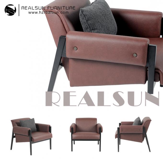 Hotel Furniture Set PU Leather Metal Frame Occasional Chair Height 73cm 1