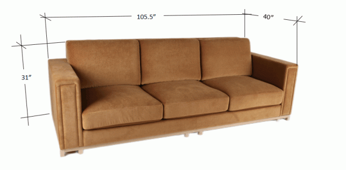 Orange Velvet Home Living Room Sofa 3 Seat Solid Wood Frame 0