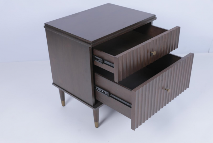Hotel mewah dua laci meja tidur dengan walnut veneer 0