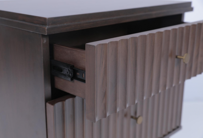 Hotel mewah dua laci meja tidur dengan walnut veneer 1