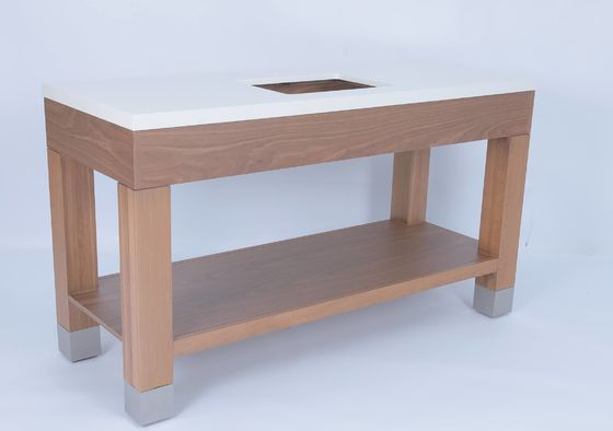 Beli Hotel Komersial Oak Veneer berwarna Kamar Mandi Vanity Dengan Konsol Kayu pembuatan online