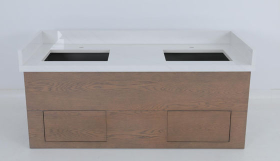 Beli Hotel Komersial Oak Veneer berwarna Kamar Mandi Vanity Dengan Konsol Kayu pembuatan online