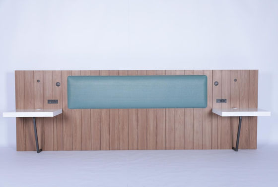 Modern Hotel Simple Solid Wood King Headboard Dengan Dua Meja Malam