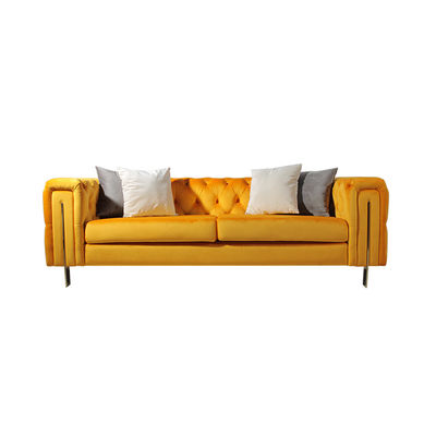 Beli Modern Style Velvet Fabric Stainless Steel Living Room Sofa 228CM Length pembuatan online