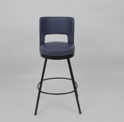 Harga yang bagus Blue Fabric Cushion Black Metal Frame Bar Stool For Living Room Modern Luxury on line