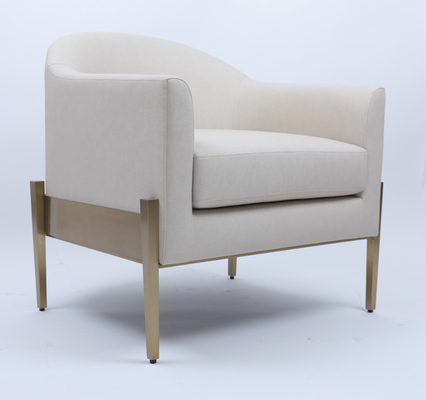 Harga yang bagus White Fabric Single Lounge Armchair Sofa Luxury Comfortable Gold Metal Frame on line