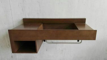 Harga yang bagus Floating Modern Bathroom Vanity Cabinets Brown Color With Professional Custom on line
