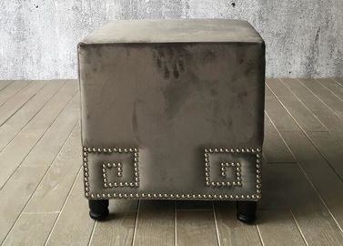 Harga yang bagus Velvet Fabric Bedroom Ottoman Bench Cube For End Bed , Grey Color on line