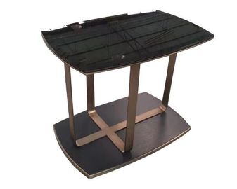 Harga yang bagus Tempered Glass Top Metal Frame End Table 10mm Thick For Hotel Modern Style on line