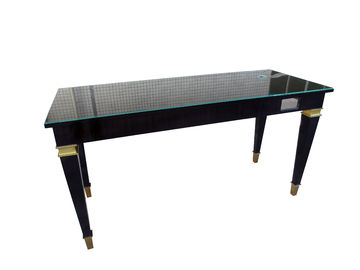 Harga yang bagus High Gloss Sheen Glass Top Writing Table For 5 Star Hotel , Ebony Wood Veneer on line
