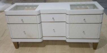 Harga yang bagus White Color Oak Bathroom Storage Cabinet With Drawers , Quartz Stone Top on line