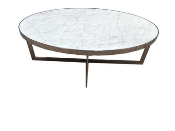 Harga yang bagus Indoor Furniture Stone Top Living Room Coffee Table White Quartz With Metal Base on line