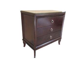 Harga yang bagus 3 Drawer Walnut Finish Hotel Bedside Tables King Size Wooden Night Stand on line