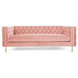 Harga yang bagus Home furniture Pink Velvet Fabric Event Furniture Rental with 4 Golden Metal leg solid wood Base Sofa Sets on line