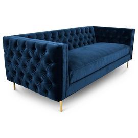 Harga yang bagus Golden metal leg new model black velvet fabric  button tufted sofa sets for wedding,living room sofa on line