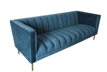 Harga yang bagus 2018 New model blue couch fabric upholstery furniture for wedding rental Metal sofa on line