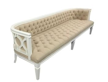Harga yang bagus Nature Oak Wood Chesterfield Corner Sofa , Chesterfield Couch White Finish Frame on line