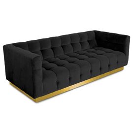 Harga yang bagus European furniture luxury classic recliner  black Velvet living room sofa with golden metal base on line