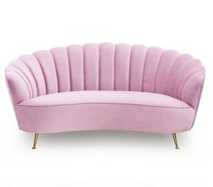 Harga yang bagus Pink couch velvet tufting upholstered  wedding rental metal living room sofa with 4 metel legs on line