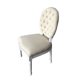 Harga yang bagus French style vintage natural oak white wood frame fabric dining chair on line