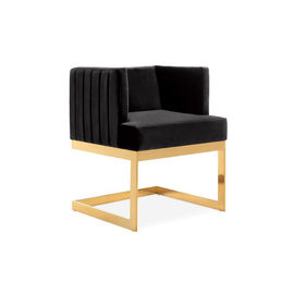 Harga yang bagus Gold metal shape L legs simple modern style white fabric dining leisure chair with tufted customized design on line